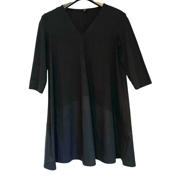 COS Black Contrast Tunic V-Neck Dress Size Medium - Picture 1 of 5